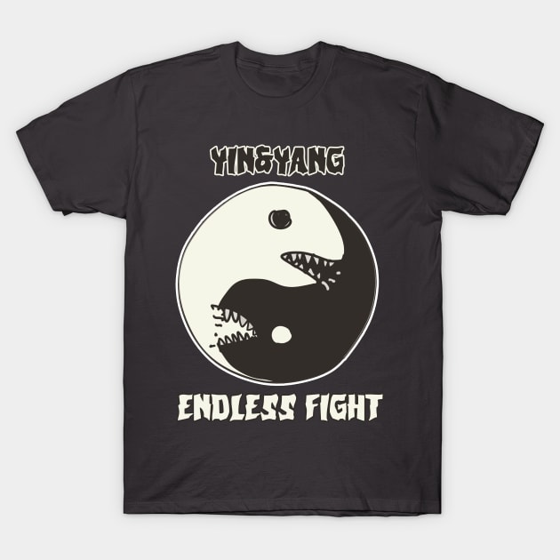 yin yang endless fight cartoon style illustration T-Shirt by anticute